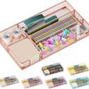 Desk Drawer Organizer Tray, Mesh Desk Organizer, Office Drawer Organizer, Desk Accessories & Workspace Organizers, Suitable for Tools, Pencils, Office Supplies Storage (Rose Gold)