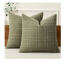 MIULEE Decorative Linen Check Throw Pillow Covers Neutral Farmhouse Vintage Spring Pillow Covers 18x18 Set of 2 Boho Modern Home Decor for Sofa Couch Bedroom Cushion Dark Olive Green