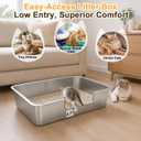 XXXL Low Entry Litter Box for Big Senior Cats & Multiple Cats, 28” x 20” x 6” Extra Large Metal Litter Box, High Sided Stainless Steel Litter Pan with Odor Control, Easy to Clean