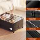 Under Bed Storage with Wheels, Adjustable Height Underbed Storage Containers, 2 Pack 65L Bins, Heavy-Duty 600D Fabric & Steel Frame for Clothes, Shoes, Bedding