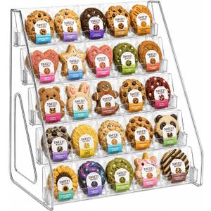 Acrylic Cookie Display Stand, 5-Tier Clear Tiered Dessert Stand for Bakers Vendors, Professional Display Riser for Craft Fairs, Market Booths & Retail, Cupcake Pastry Holder Organizer