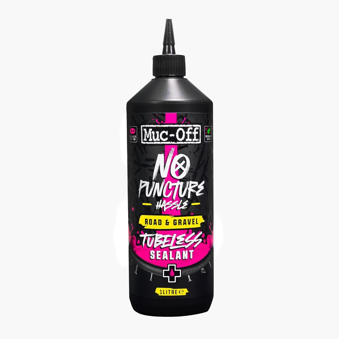 Muc-Off No Puncture Hassle Road & Gravel Tubeless Sealant, 1 Liter - for Bicycle Puncture Repair - Durable Bike Tire Sealant for Road, Gravel, Commuter and XC Bikes