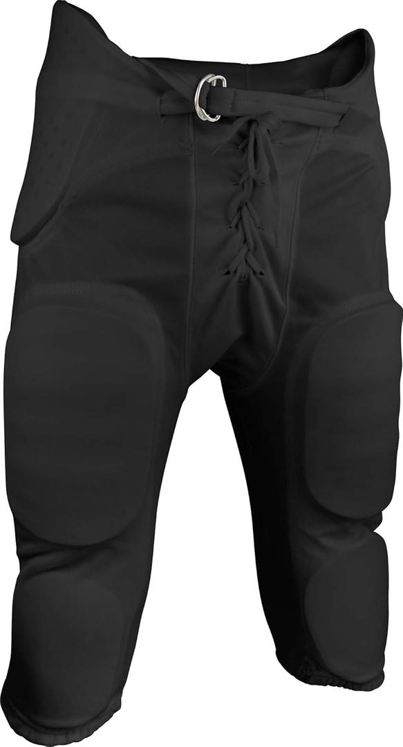 Sports Unlimited Double Knit Integrated Adult Football Pants, Men Football Practice Pants (Large, Black)
