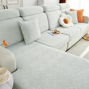 hyha Couch Cushion Covers, Stretch Sofa Seat Cushion Slipcover, Sectional Couch Covers L Shape with Elastic Bottom for Sectional Sofa, (Chaise, Light Grey)