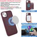 for iPhone 15 Plus Wallet Case magsafe Compatible with Card Holder for Women Men 2 in 1 Detachable Magnetic Shockproof Phone case Stand Leather Credit Card Slots-Wine Red