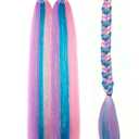 Colored Hair Extensions Blue Pink Purple Ponytail Extension Colorful 2 Packs, 20 inch Crazy Hair Day Accessories for Women, DIY Festival Wacky Rave Braids,Tinsel Mixed