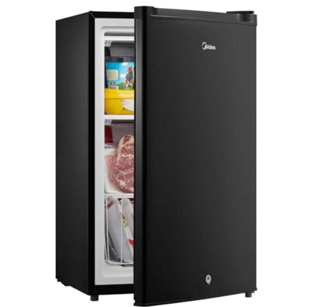 Midea MRU03M2ABB Upright Freezer, 3.0 Cubic Feet Mini Freezer, For Kitchen Apartment Office Basement or Dormitory, Black
