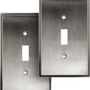 Henne Bery Soft Modern Decorative Wall Plate Switch Plate Outlet Cover (Single Toggle 2PK, Heirloom Silver)