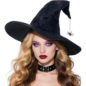 LNEPKCD Witch Hats for Women Black Adult Hlalloween Wizard Hat Costume Party Accessory