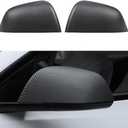 2Pcs ABS Mirror Caps Guard Tesla Model 3 Rearview Cover, Compatible with Model 3 2021-2024 2025 Refresh Highland Carbon Fiber Rear Side Mirror Cover (Matte Carbon Fiber Pattern, Model 3)