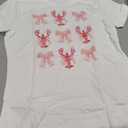 Pink and White Coquette Bow Cute Crawfish Clean Girl Aesthetic T-Shirt XS