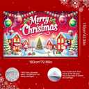 Merry Christmas Banner 71x43 Inches Winter Wonderland Village Snowman Christmas Tree Holiday Decoration Red House Snow Scene Indoor Outdoor Wall Hanging Party Yard Dcor