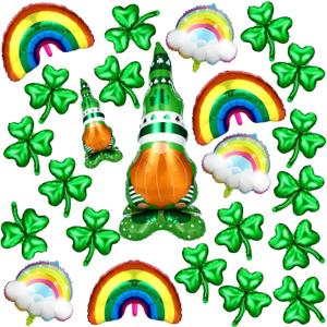 Hungdao 24 Pcs St Patrick's Day Balloons Green Lucky Rainbow Shamrock Foil Balloons for Irish Party Decorations Saint Patrick's Day Celebration Supplies Spring Irish Themed Birthday Party Favors