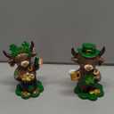 Thyle 2 Pcs St. Patrick's Day Shamrocks Highland Cow Figurines Irish Leprechaun Lucky Gnomes Scottish Resin Statue Calf Lovers Gifts for Home Garden Kitchen Office Tiered Tray Table Decor