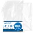 Spartan Industrial - 12 X 18 (1000 Count) 1.1 Mil Flat Open End Clear Plastic Poly Bags - for Proofing Bread Dough, Packaging Clothes, Shirts (Thin & Lightweight - Bags DO NOT Have Seal)