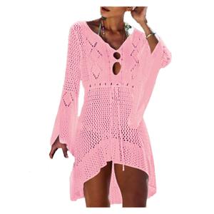 Wander Agio Beach Tops Sexy Floral Coverup Dresses Bikini Cover-ups Net Hollow Out, One Size