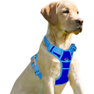 BARKBAY No Pull Dog Harness Front Clip Heavy Duty Reflective Easy Control Handle for Large Dog Walking(Sapphire Blue & Blue,XL)