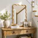 Wavy Solid Wood Mirror Boho Wall Mirror Rectangular, 20"x30"