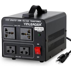 Yinleader 1500W Step Up & Step Down Voltage Transformer Converter 110V to 220V or 220V/230V/240V to 110V/120V Power Converter w/US Power Cord,Circuit Breaker Protection