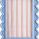 4x6 Inches Haze Blue Flower Wavy Picture Frame Cute Wavy Edge Wooden Real Glass Photo Frame for Desktop Display Home Decor Family Friends Wedding Graduation Gifts