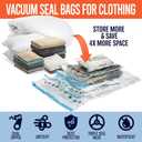 Vacuum Seal Bags for Clothing Travel, 12 Combo - Space Saver Vacuum Storage Bags, Blanket & Clothes Storage Bags Vacuum Sealed Hand Pump Included, Bolsas Para Guardar Ropa Al Vaco