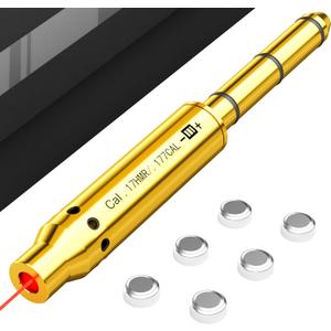 5 x Bore Sighting Laser .22LR/.223/.177/.38SPL/9mm Caliber Red Dot, End Barrel Laser Boresighter with 2 Set of Batteries Bore Sighter Fit for Pistol, Rifle & Air Guns (.17HMR/.177CAL)