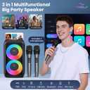 Bluetooth Speaker with 3 Wireless MicrophonesPortable Party Speaker for Adults & Kids with Lights,Speakers Bluetooth WirelessFloorstanding Speakers Support TWS/AUX/USB/TF Card for Home Party Gift
