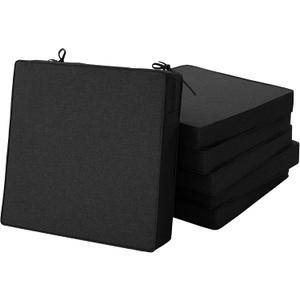 Outdoor Chair Cushions, Set of 6, 22 x 22 Inch, Black, 22" x 22" 6 Pack