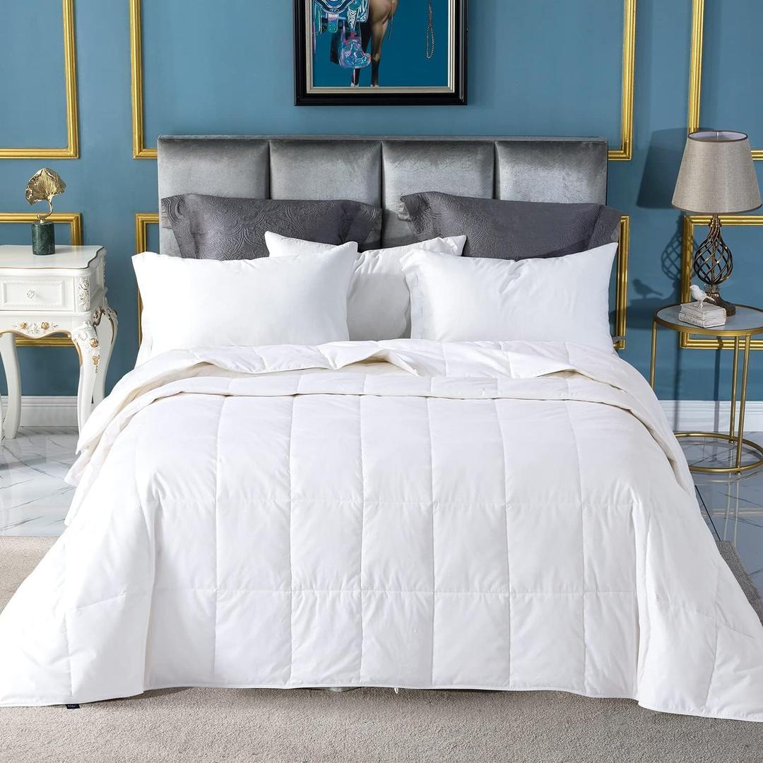 Globon Summer Down Comforter King Size, Extra Lightweight Blanket/Duvet Insert for Hot Sleepers, Noiseless & Extra Soft,106x90 inches,White