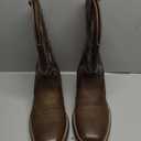 Cowboy Boots for Men Classic Embroidered Western Boots Slip Resistant Square Toe Chunky Heel Ankle Boots Durable and Fashionable Retro Short Boots (7.5, Brown)