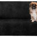 Oversized Sofa Cover, Couch Covers for Leather Couches, Stretch Sofa Covers with Leather-Like Texture, Washable, Non-Slip 1-Piece Couch Cover for Dogs, Cats Kids (Oversized Sofa, Black)