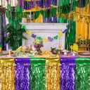 2 x CCINEE 4 Packs Mardi Gras Fringe Table Skirt Party Decorations, 36ft Purple Green Gold Wavy Metallic Tinsel Foil Carnival Table Skirts For Mardi Gras Carnival Holiday Masquerade Party