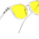 AMBEYE TR90 Oversized Frame Night Driving Glasses with Yellow Polarized Lens - Anti-Glare UV Protection for Drivers, Cycling & Outdoor Activities, Men & Women(Clear)