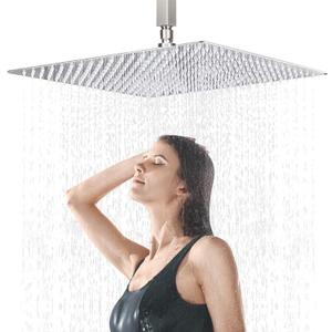 20 Inch Large Rainfall Shower Head High Pressure Square Stainless Steel Rain Showerhead with Silicone Nozzle,Waterfall Full Body Coverage,Ultra Thin Water Saving,Chrome