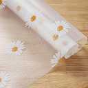 Daisy Shelf Liner for Kitchen Cabinets Non-Adhesive, Non-Slip Drawer & Refrigerator Liner Waterproof, Washable Cabinet Mat Floral Pattern, Easy to Cut & Install Fits Pantry, Bathroom, Office