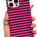Horizontal Striped Magnetic Case for iPhone 16 Pro, Black Pink