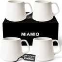 MIAMIO - Coffee Mugs Set of 4 / Large Ceramic Coffee Cups (14 oz) - Mug for Cappuccino, Tea, Espresso - Microwave and Dishwasher Safe - Luxe Collection (White Series)