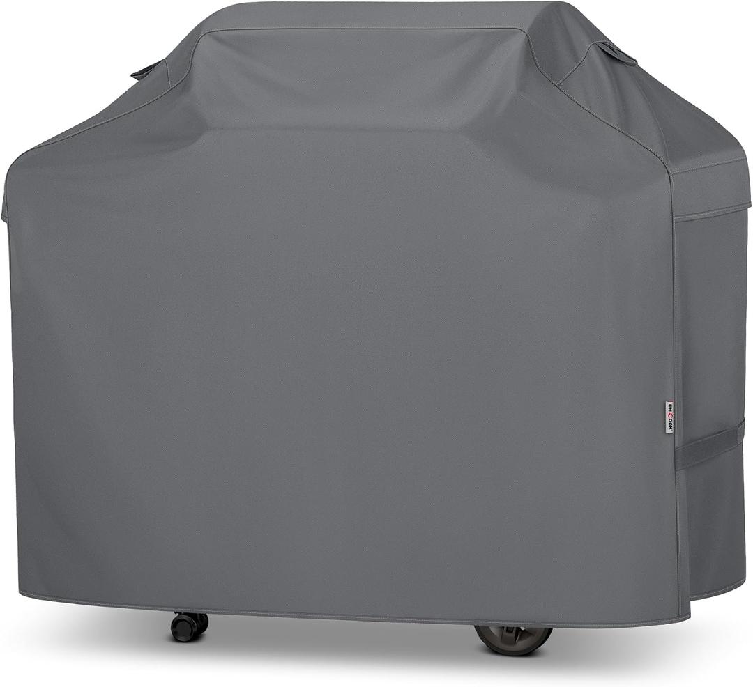 Unicook 55 Inch Grill Cover for Outdoor Grill, Heavy Duty Waterproof Gas BBQ Cover, Outside 3-4 Burner Barbecue Covering for Weber, Char-Broil, Nexgrill, All Weather Resistant, Grey