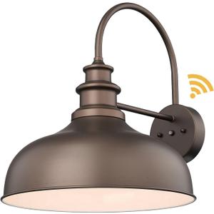 Bestshared 16 Inch Dome Large Dusk to Dawn Sensor Outdoor Barn Light Anti-Rust Farmhouse Outdoor Wall Sconce Industrial Exterior Wall Lighting Fixture, Outside Lantern G (ORB+White, 16 Dome-1Pack)