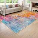 Lahome Modern Abstract Washable 6x9 Area Rugs for Living Room, Colorful Soft Bedroom Rug for Girls Kids Non Slip Stain Resistance, Large Accent Carpet for Kitchen Dining Room Dorm