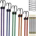 Bungee Cords with Hooks (22PCS Set), 8mm Heavy Duty Bungee Cord, 2×12″ 2×18″ 2×24″ 2×36″ 2×48″, Mini Bungee Cords 6PCS & Ball Bungee 6PCS, Outdoor, Cargo, Tarp, Tent Use