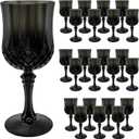 24 PCS Black Plastic Wine Glasses,Reusable Plastic Wine Glasses,Black Goblet Glass,Durable and Sturdy Cups Can Be Used for Various Parties Such as Weddings!