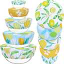5 Pieces Bowl Covers Reusable, 5 Size Elastic Cloth Bowl Covers for Bread Proofing Stretch Food Covers Washable for Food Fruits Leftover (Lemon)