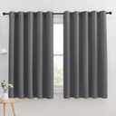 NICETOWN Grey Blackout Curtain Panels for Bedroom, Thermal Insulated Grommet Top Blackout Draperies and Drapes for Basement (2 Panels, W70 x L63-inch, Grey)