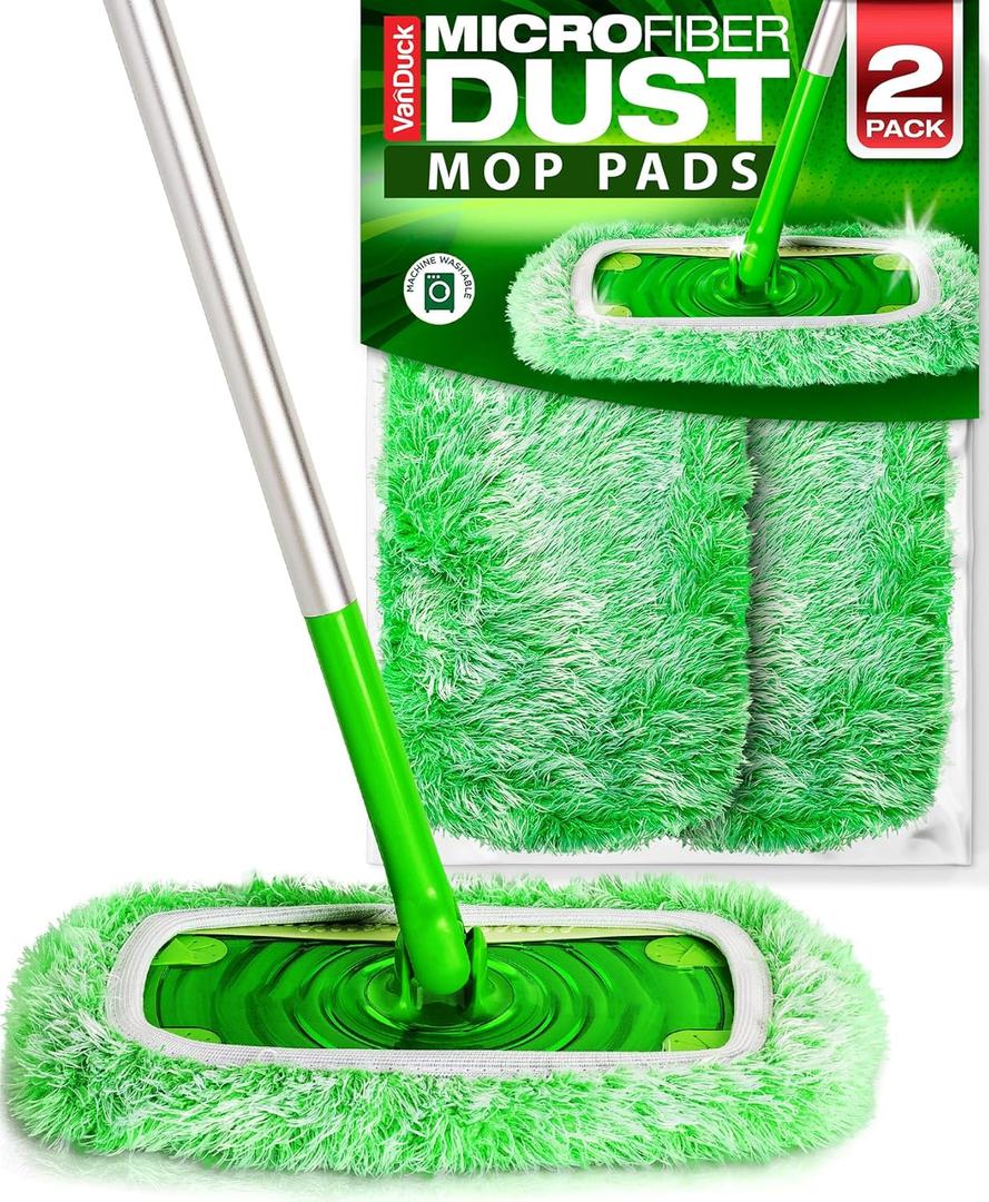 Floor Duster Refill Compatible with Swiffer Sweeper Mop (2 Pack) - Microfiber Pet Heavy Duty Dry Cloth Refills - Reusable Mop Pad