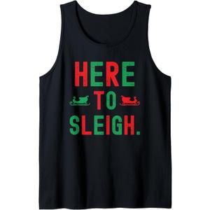 Here to Sleigh Xmas Santa Slay Christmas Puns Women Girls Tank Top M