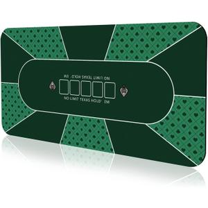 YUZPKRSI 70 x 35 Inch Poker Mat, 8 Players Texas Hold'em Poker Rubber Mat Poker Topper for Tables, Folding Portable Poker Table Top Layout w/Carrying Bag for Poker Games, Blackjack, Casino (70 X 35 Inch-green)
