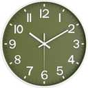 Silent Wall Clock Non-Ticking Battery Operated  Modern Olive Green Analog Wall Clock for Living Room, Kitchen, Office, Bedroom  Stylish Home Wall Decor Clock, 8 Inch