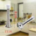 Kare & Kind 4X Spring Door Stoppers (Silver) - Screw-in Flexible Steel Stoppers with White Rubber Bumper Tips - Protect Walls from Bumps, Marks and Damages - Kid and Pet Safe - for Homes, Offices