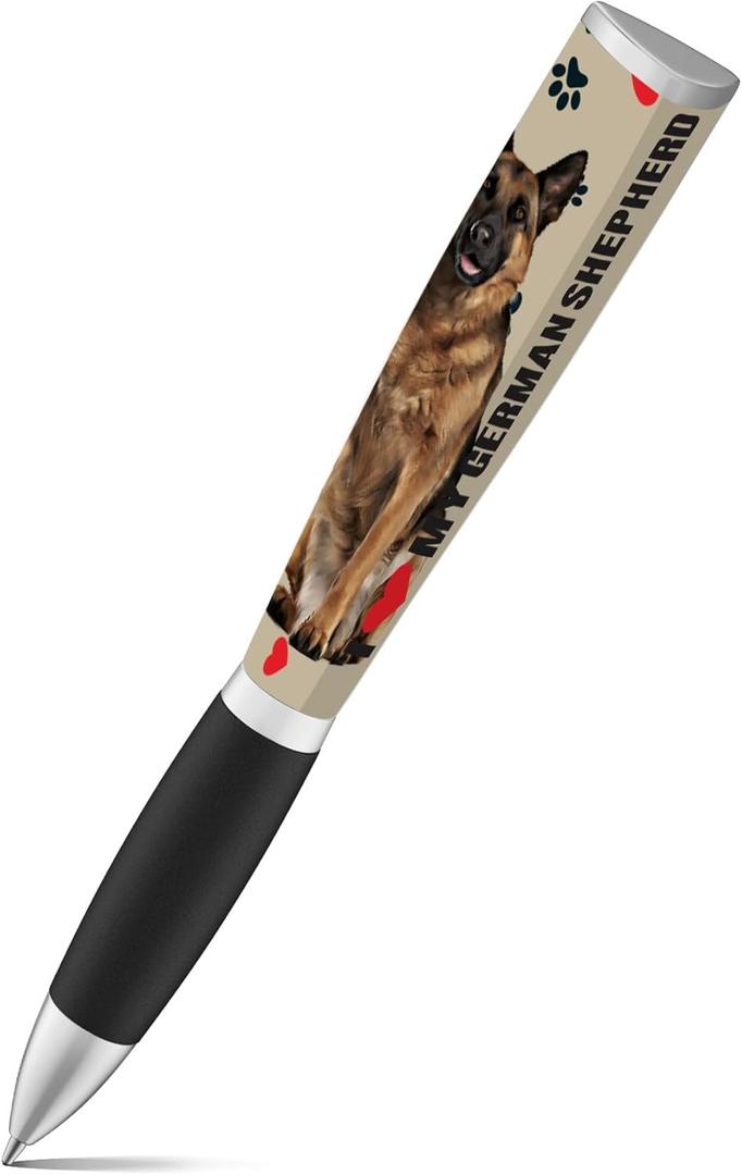 2 x ANINKABOVE German Shepherd Ballpoint Pen - 3-Sided Cute Writing Instrument, Fun Gift for Dog Lovers, Moms & Dads - Unique School & Office Supplies (1 Count)